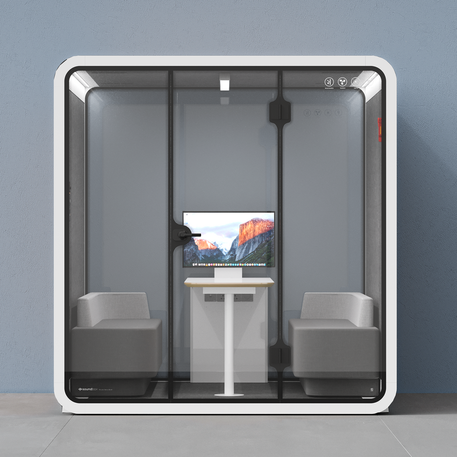 Meeting Booth Quell - 6 PersonWhite / Dark Grey / Furniture Set 1