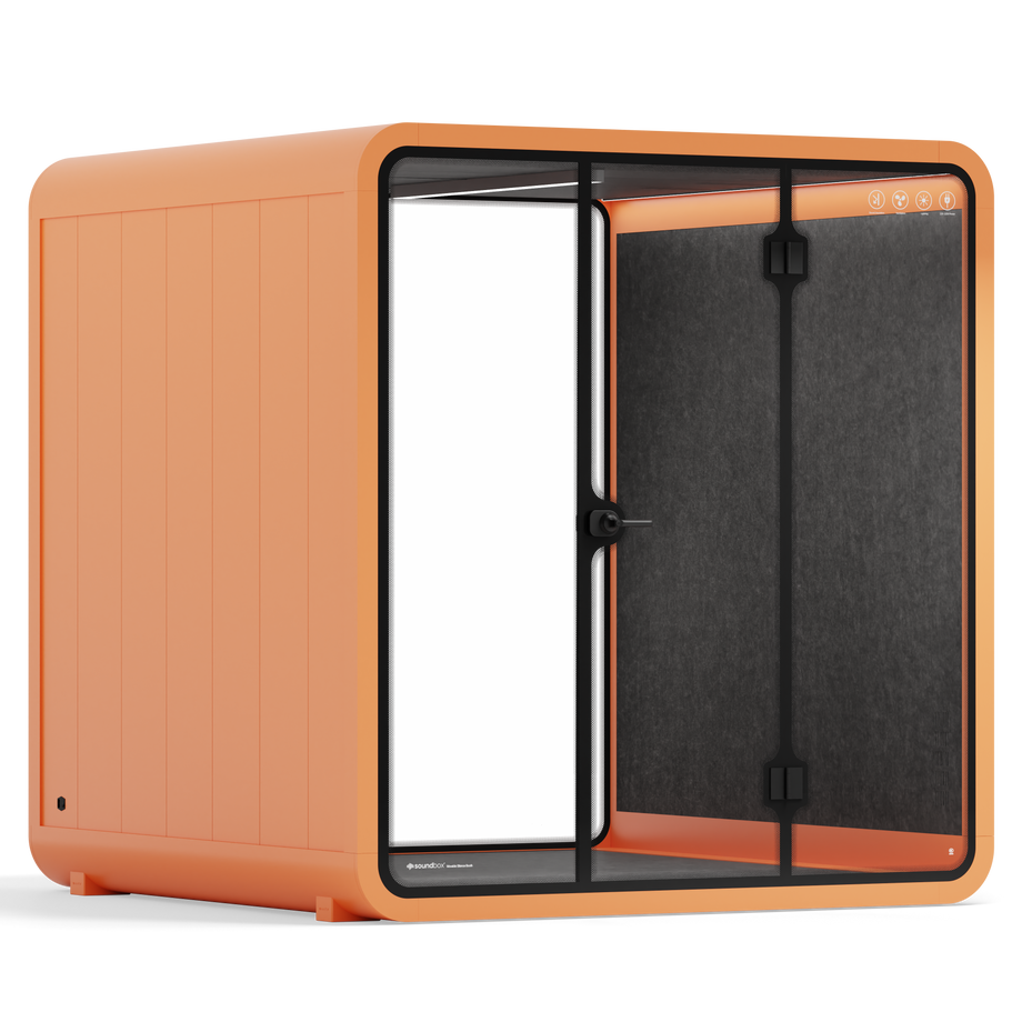 Meeting Booth Quell - 6 PersonOrange / Dark Grey / No Furniture