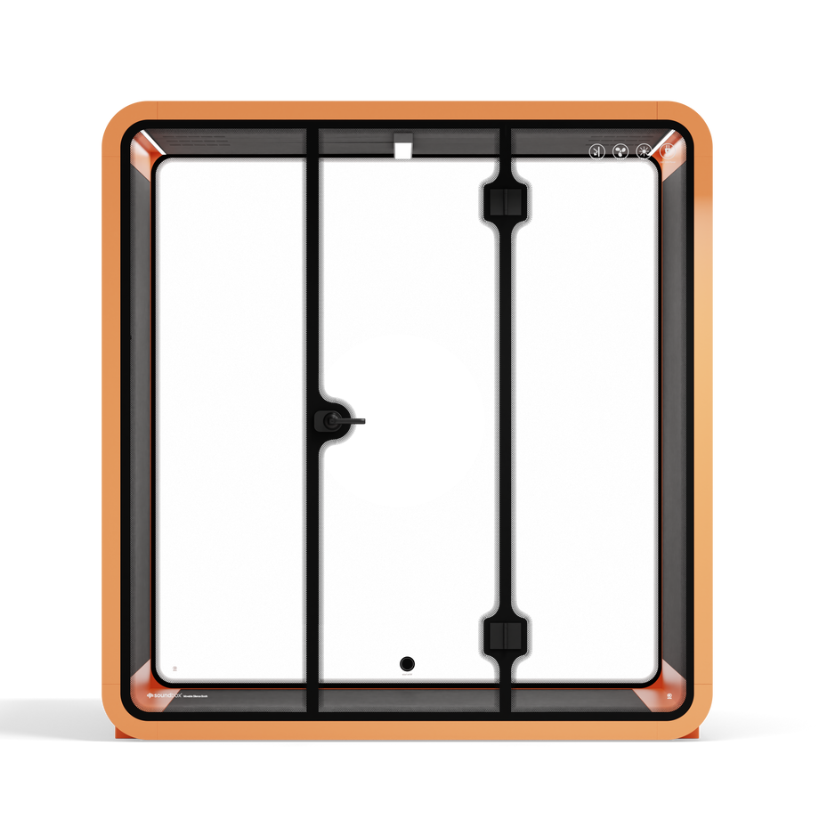Meeting Booth Quell - 6 PersonOrange / Dark Grey / No Furniture