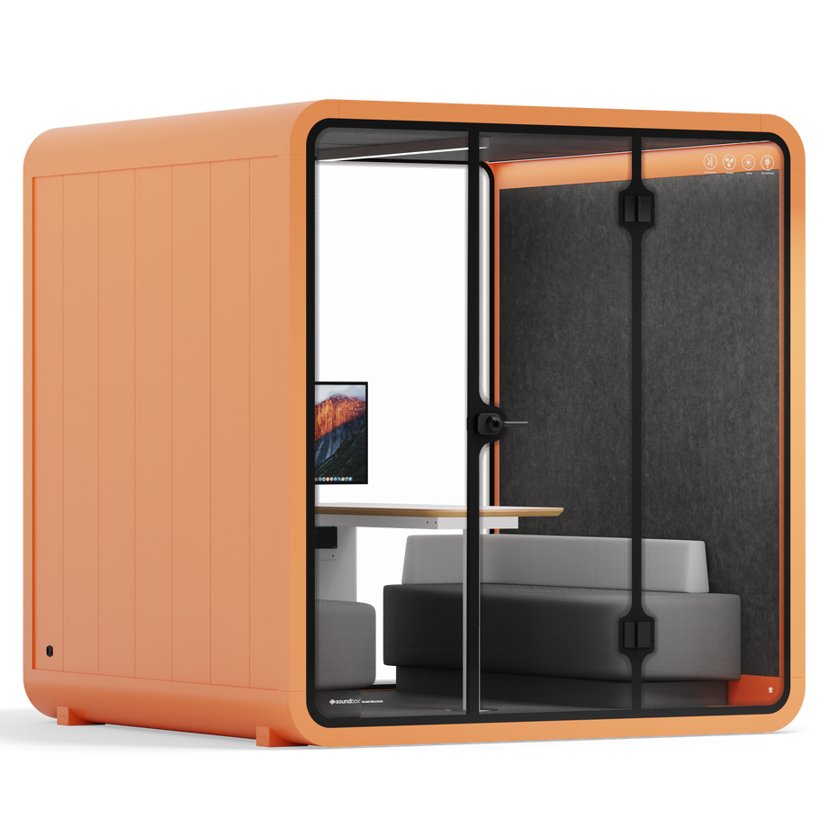 Meeting Booth Quell - 6 PersonOrange / Dark Grey / Furniture Set 1