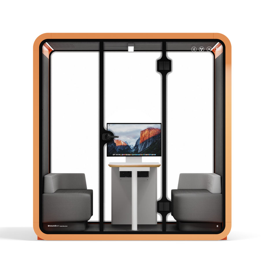 Meeting Booth Quell - 6 PersonOrange / Dark Grey / Furniture Set 1