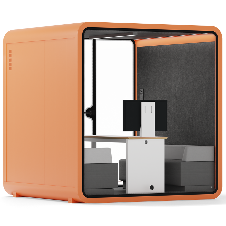 Meeting Booth Quell - 6 PersonOrange / Dark Grey / Furniture Set 1