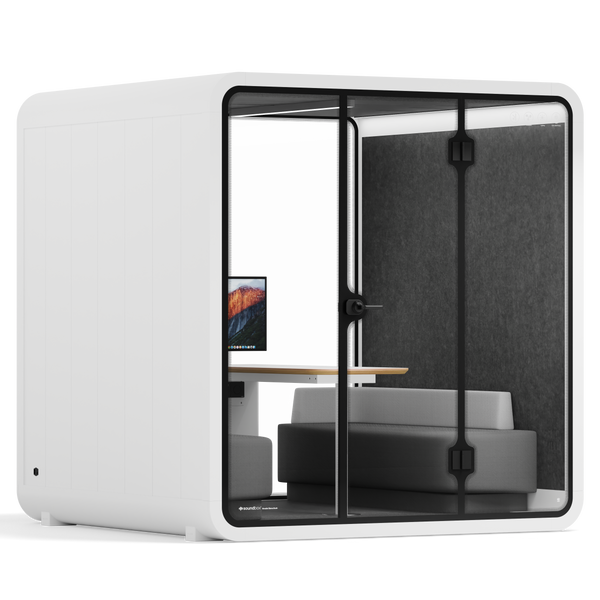 Meeting Booth Quell - 6 PersonWhite / Dark Grey / Furniture Set 1