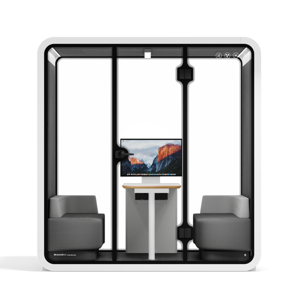 Meeting Booth Quell - 6 PersonWhite / Dark Grey / Furniture Set 1