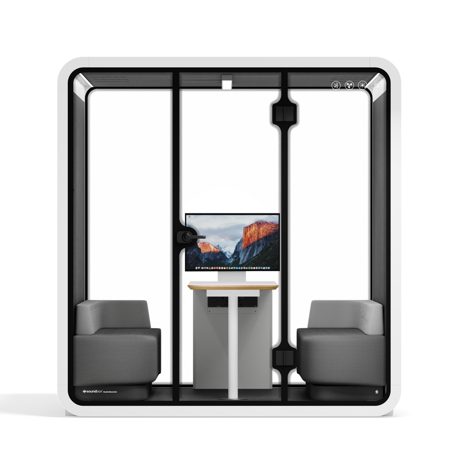 Meeting Booth Quell - 6 PersonWhite / Dark Grey / Furniture Set 1