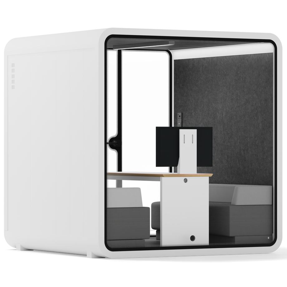 Meeting Booth Quell - 6 PersonWhite / Dark Grey / Furniture Set 1