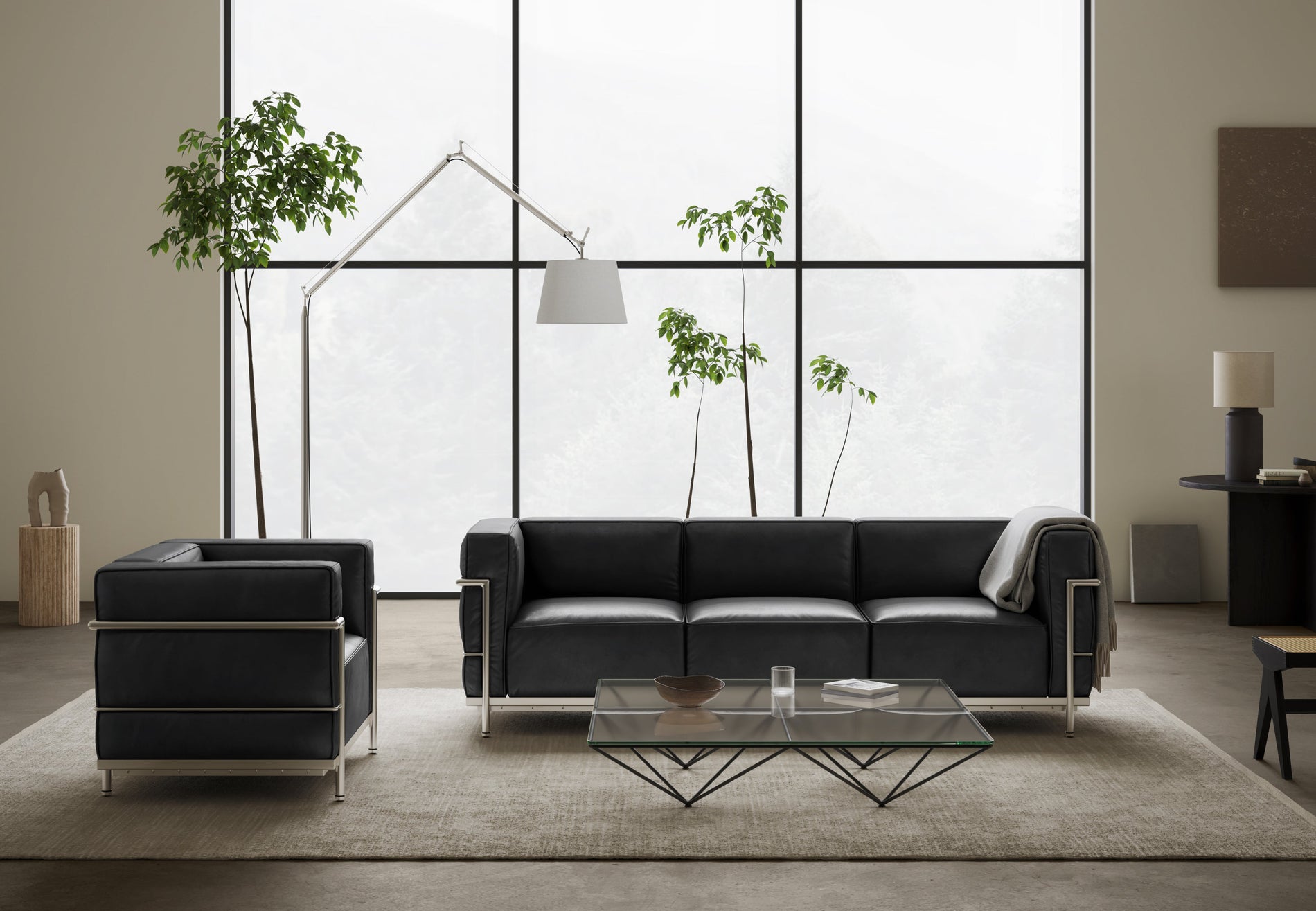 CorbusierMidnight Black Premium Leather