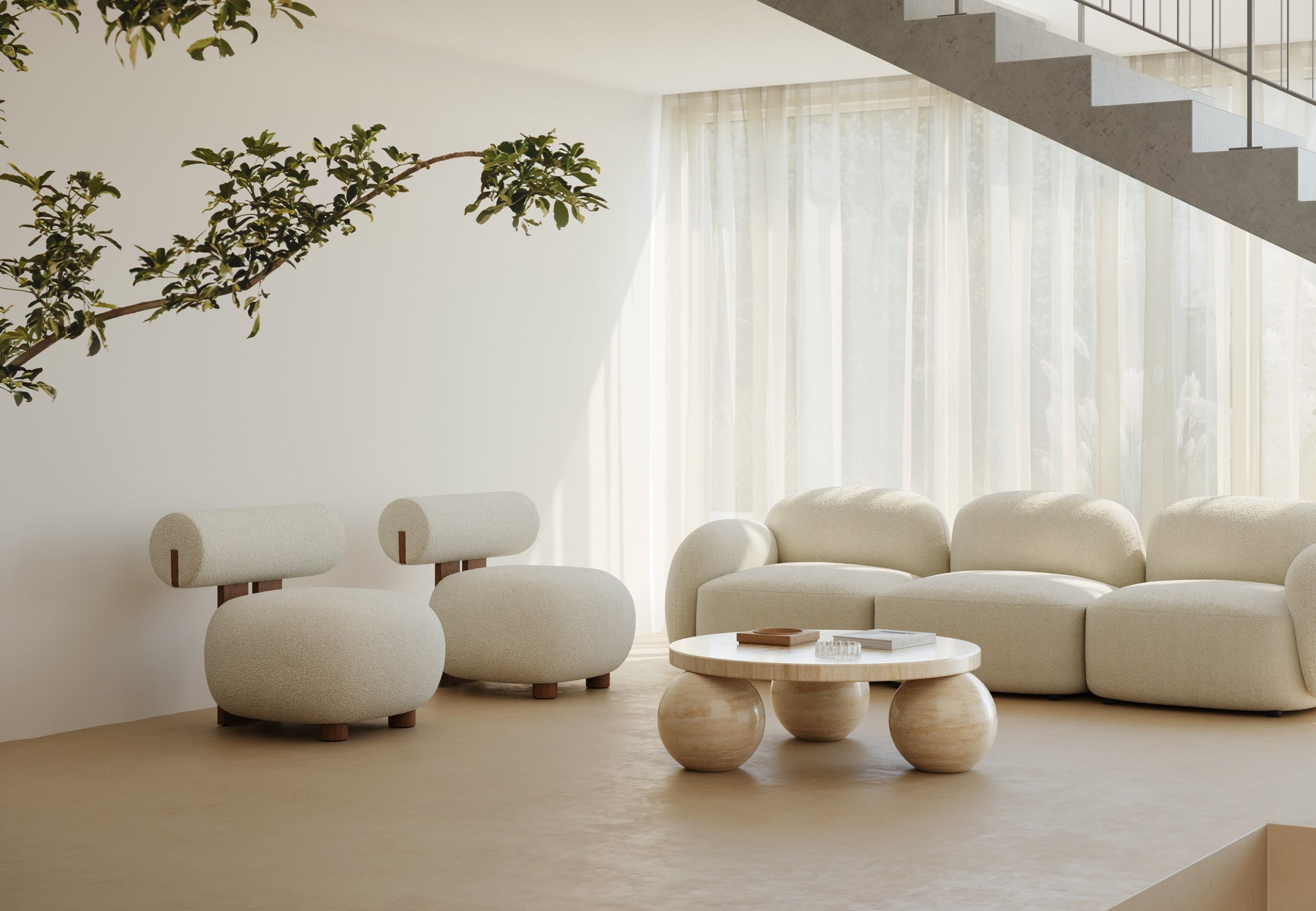 GigiGigi - Gigi Three Seater Sofa, White Boucle
