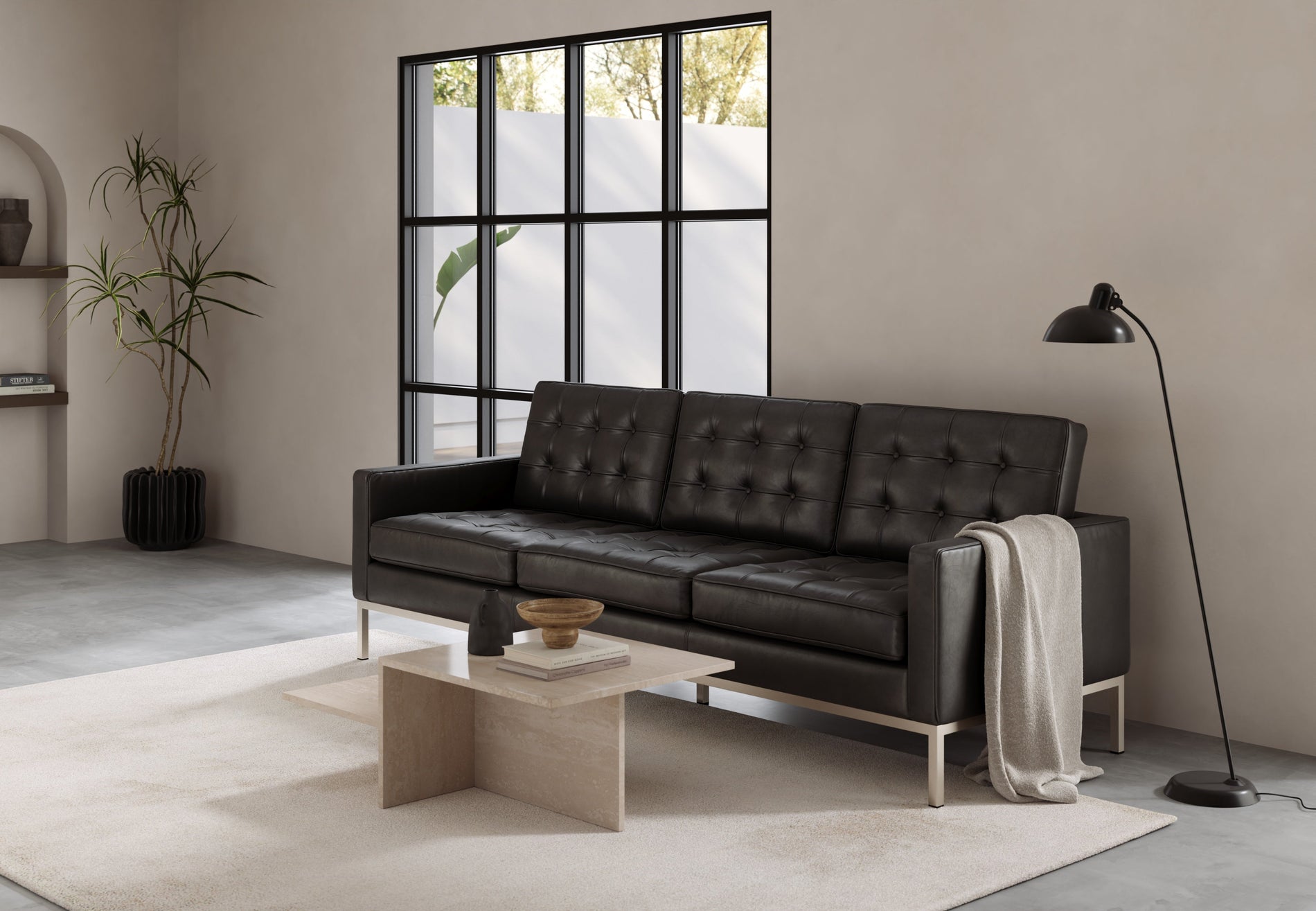 FlorenceMidnight Black Premium Leather