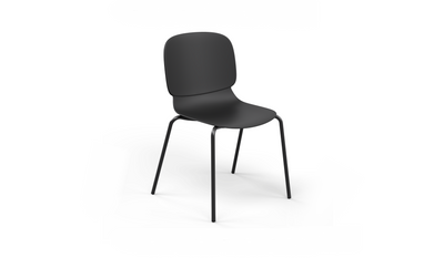 Aarhus Bistro Chair by Quell Design – a modern Scandinavian-style chair in black with a smooth moulded polypropylene seat and curved ergonomic backrest. Supported by slender black powder-coated steel legs, this minimalist and durable chair is perfect for collaborative office spaces, cafés, and contemporary dining areas, offering both comfort and timeless design.