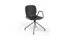 Aarhus Eiffel Arm Chair by Quell Design – a modern Scandinavian-style armchair in black with a smooth moulded polypropylene shell, curved armrests, and a signature black Eiffel-style steel rod base. Perfect for collaborative office spaces, creative meeting corners, and minimalist interiors that value mobility, visual lightness, and contemporary design.
