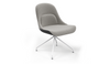 Bloom Scandinavian Inspired Office Chair by Quell Design – a modern Scandinavian-style chair with a contoured seat in linen velvet and eco-friendly synthetic leather, supported by Eiffel-style powder-coated aluminium legs. Elegant, ergonomic, and ideal for workspaces or leisure areas, embracing timeless simplicity and sustainable design.