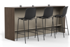 Skanfor Collaborative Breakfast Bar, angled view of the walnut wood external, warm grey internal, single sided.
