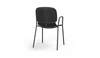 Aarhus Bistro Arm Chair by Quell Design – a modern Scandinavian-style chair in black with an ergonomic moulded polypropylene seat and integrated curved armrests. Supported by slim black powder-coated steel legs, this elegant and durable chair is ideal for collaborative offices, cafés, and contemporary dining spaces, blending comfort, functionality, and minimalist design.