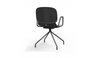 Aarhus Eiffel Arm Chair by Quell Design – a modern Scandinavian-style armchair in black with a smooth moulded polypropylene shell, curved armrests, and a signature black Eiffel-style steel rod base. Perfect for collaborative office spaces, creative meeting corners, and minimalist interiors that value mobility, visual lightness, and contemporary design.