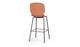 Aarhus counter stool reverse angled view product shot on white background, modern seating for contemporary areas, offices, and workspaces, coral colour.