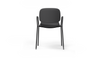 Aarhus Bistro Arm Chair by Quell Design – a modern Scandinavian-style chair in black with an ergonomic moulded polypropylene seat and integrated curved armrests. Supported by slim black powder-coated steel legs, this elegant and durable chair is ideal for collaborative offices, cafés, and contemporary dining spaces, blending comfort, functionality, and minimalist design.