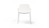 Aarhus Bistro Arm Chair by Quell Design – a modern Scandinavian-style chair in white with an ergonomic moulded polypropylene seat and integrated curved armrests. Supported by slim black powder-coated steel legs, this elegant and durable chair is ideal for collaborative offices, cafés, and contemporary dining spaces, blending comfort, functionality, and minimalist design.