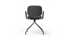 Aarhus Eiffel Arm Chair by Quell Design – a modern Scandinavian-style armchair in black with a smooth moulded polypropylene shell, curved armrests, and a signature black Eiffel-style steel rod base. Perfect for collaborative office spaces, creative meeting corners, and minimalist interiors that value mobility, visual lightness, and contemporary design.