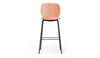 Aarhus counter stool front view product shot on white background, modern seating for contemporary areas, offices, and workspaces, coral colour.