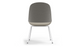 Bloom ergonomic office chair by Quell Design — soft light grey upholstered contoured seat with linen-velvet and eco PU panels, mounted on slender black steel legs with subtle wraparound support structure. Elegant and sculptural, the chair adds refined comfort and modern design to contemporary interiors.